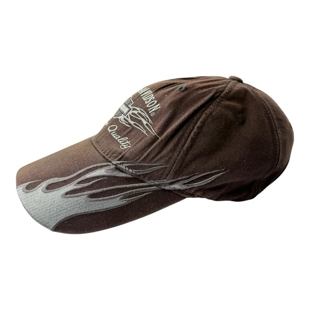 Harley Davidson Brown Flame Stretch Fit Hat Orlando Florida Embroidered
